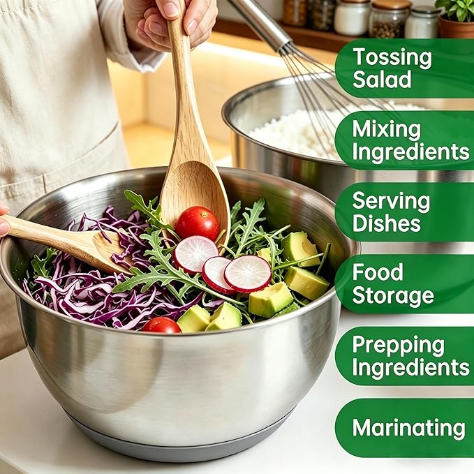 Deedro Mixing Bowls with Airtight Lids, Stainless Steel Mixing Bowls Set | - Image 5