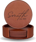 Set of 6 Engraved Leather Coasters by EssenzaEngravings