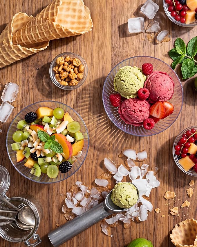 bUCLA 12 PCS Plastic Cereal Bowls Set - 28 Oz Clear Disposable Vertical Stripes - Image 8