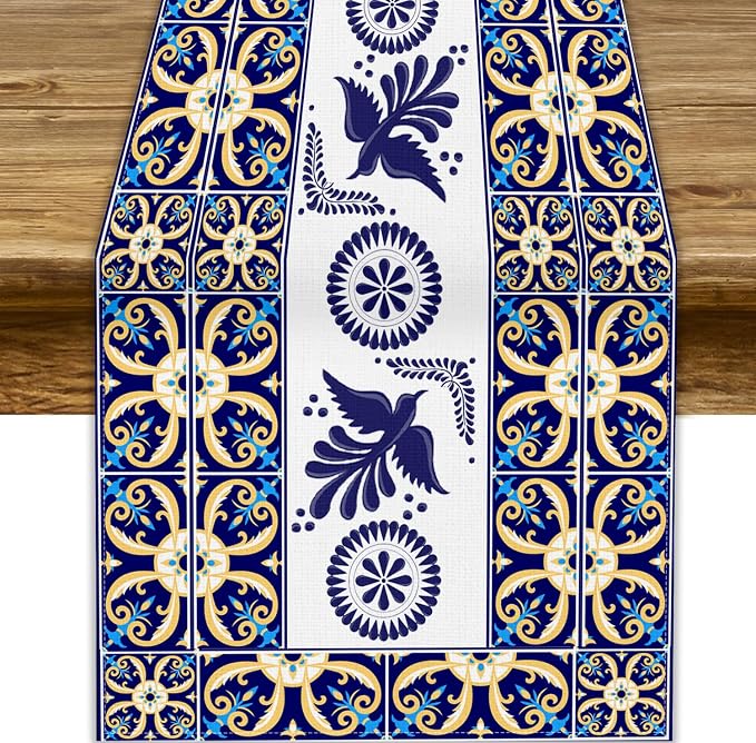 Floral Bird Mexican Table Runner, 13x120 Inch by YCness