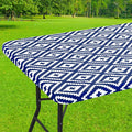 Smiry Rectangle Table Cloth Cover, Waterproof Elastic Fitted Picnic Tablecloth for 6 Foot Tables, Wipeable Flannel Backed Vinyl Tablecloths for Camping, Dining, Outdoor (Navy, 30" x 72")