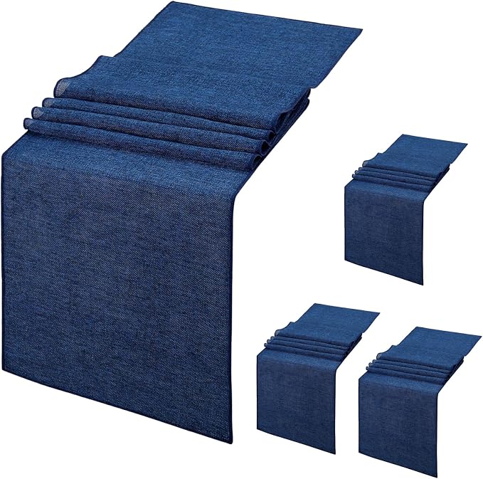 Navy Blue Table Runners 13x108 inches 4 Pieces Burlap 4th of July Runner | by B-COOL