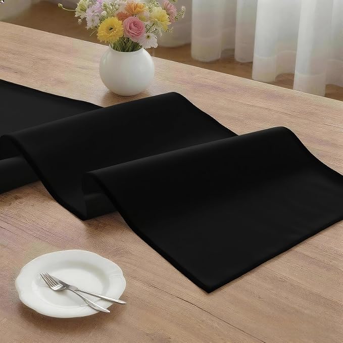 MEANMOY Black Table Runner 72 Inches Long Waterproof Washable Table Runners | - Image 3