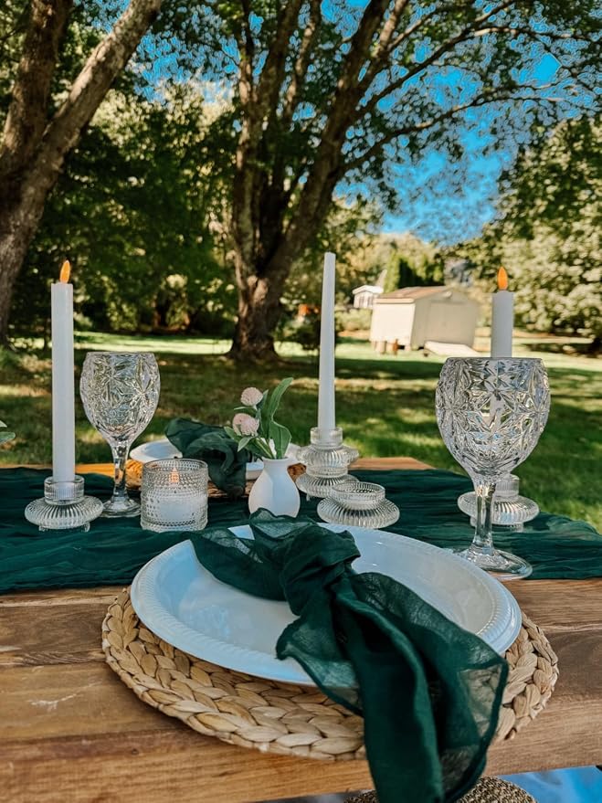 8 Pack Emerald Green Cheesecloth Table Runner 17x108 inch | Boho Gauze Cheese - Image 2