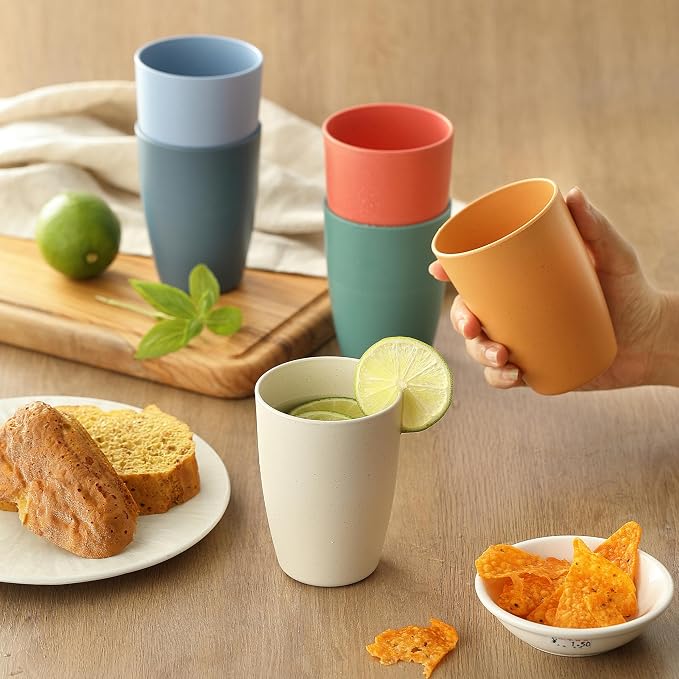 6PCS Wheat Straw Cups, OHOLA Unbreakable Reusable Plastic Drinking Glasses Cups - Image 7