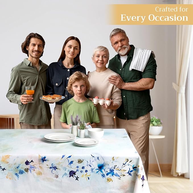 Maison d' Hermine Table Cloth Rectangle Table 100% Cotton 70 x 108 Inches Tablecloth Reusable Decorative for Dining Room Farmhouse Home Valentines Day Decorations Spring Summer - Lazy Summer Days