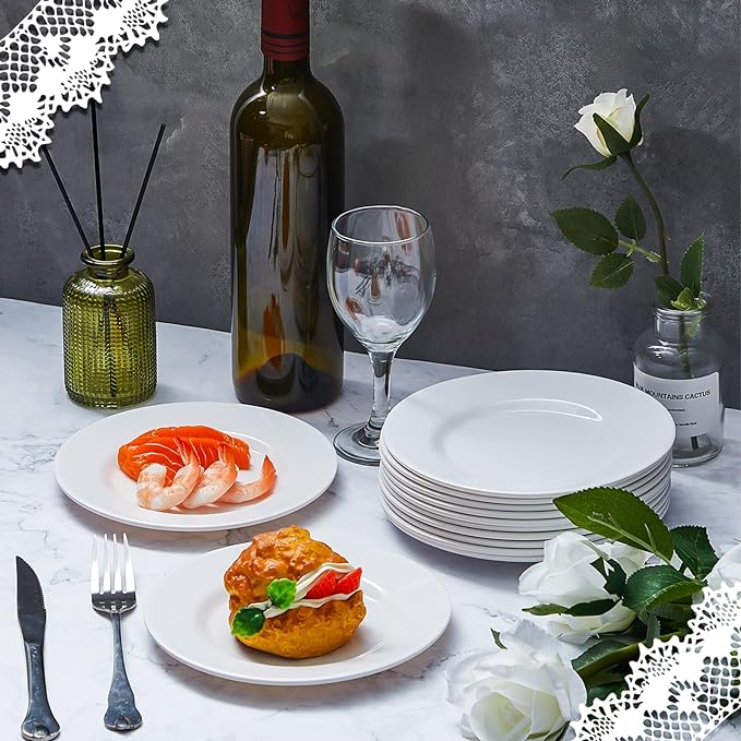 Hushee 12 Pack 7 Inch White Dessert Plates/salad Dishes Set, Melamine Small Dinner Plates Round Serving Dishes for Snacks, Bread, Fruit, Cake and Salad, Home Restaurant Supplies