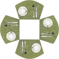 SHACOS PVC Woven Vinyl Wedge Placemats Set of 4 Round Table Placemats Wipe Clean Heat Resistant Round Table Mats (4, Green)