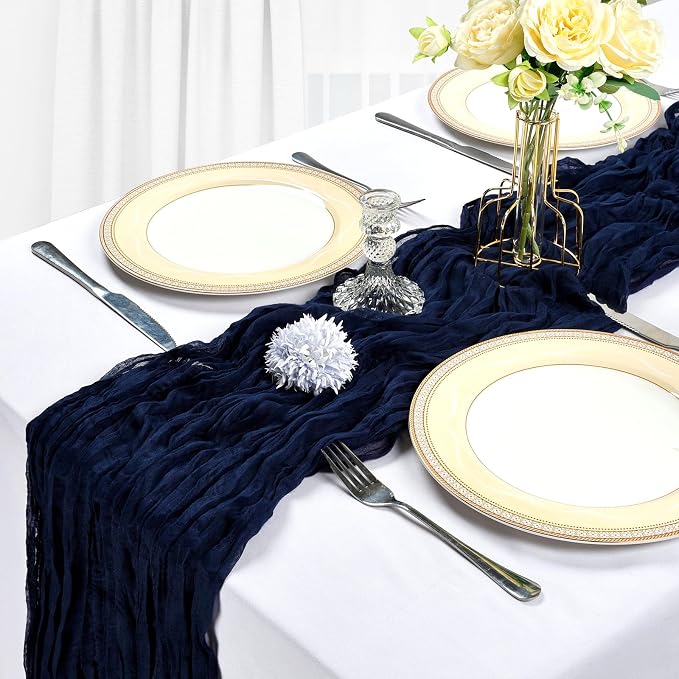 10 Pack 17 x 108 Inch Navy Blue Table Runner Cheesecloth | Gauze Cheese Cloth - Image 4