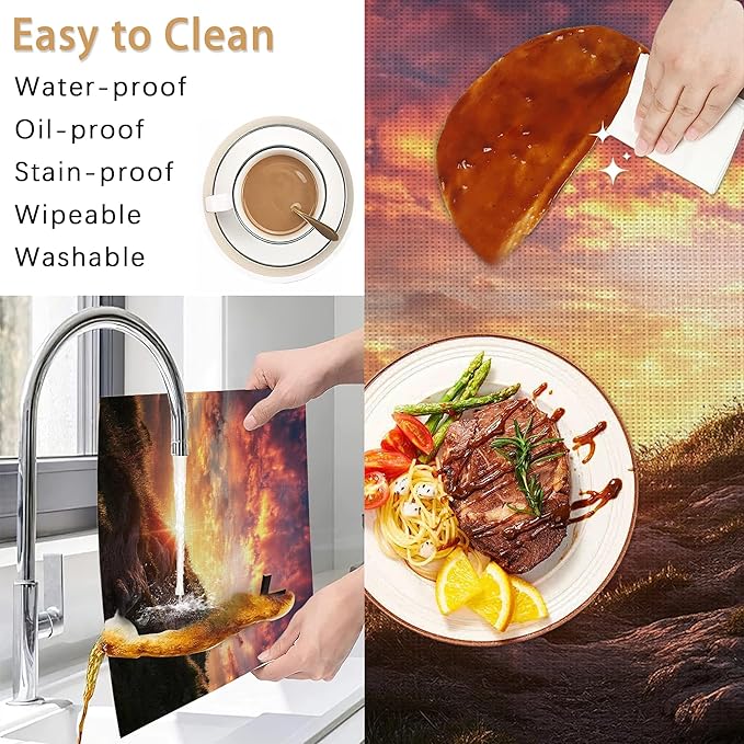 Cross Placemats Set of 6,Sunset Table Mates Non-Slip Heat Resistant Washable Linen Place Mats for Party Kitchen Dining Decoration Indoor Outdoor 12"x18"