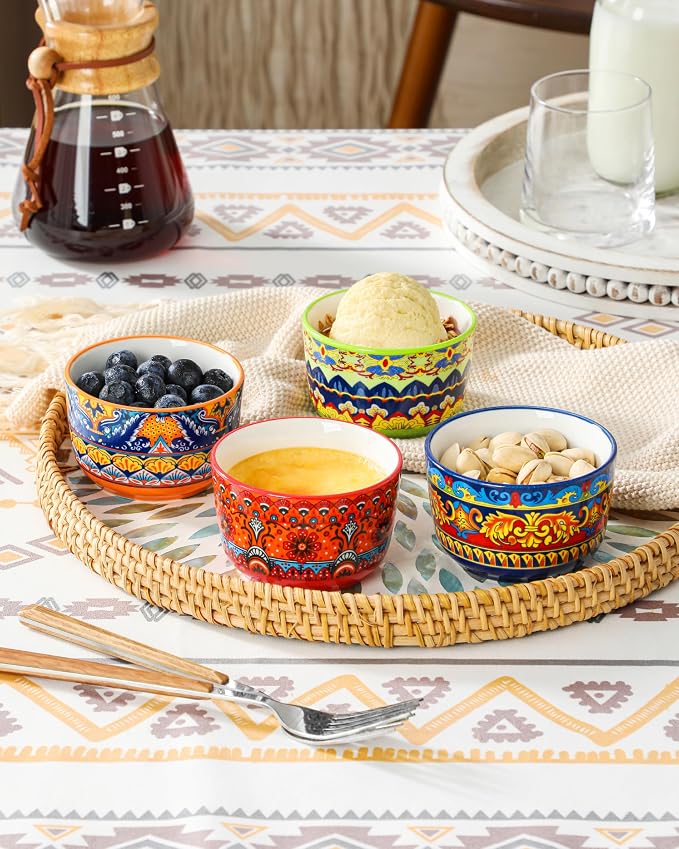 vancasso Ramekins 6 oz Oven Safe, Bohemian Style Creme Brulee Ramekin Set of 6 - Image 8