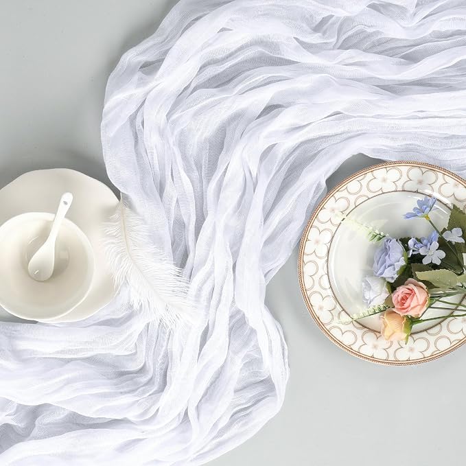 12 Pack White Cheesecloth Table Runner 17 x 108 Inch | Boho Gauze Cheese Cloth - Image 7