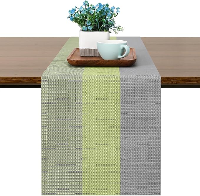 Table Runner 53 Inches Long, Vinyl Woven Farmhouse Table Runners | Washable by Chitomars