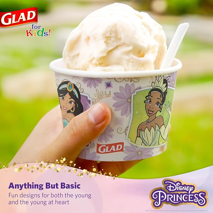 Glad Disney Princess Disposable Snack Bowls, Floral Frames, 6 Oz, soak-proof - Image 4