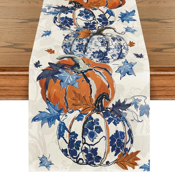 Artoid Mode 210 GSM Fall Table Runner 13x48 Inch Home Party Decor | Pumpkins by ArtoidMode