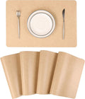 Faux Leather Placemats, Set of 6 PU Table Mats, Easy to Clean, Heat & Stain Resistant for Office Conference Table,Dining Home Decor