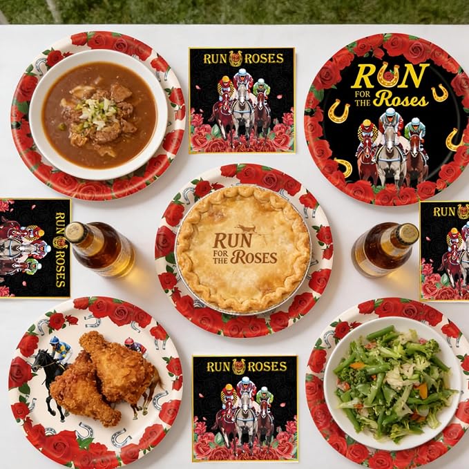 40 Pcs Derby Day Plates and Napkins Set, 9 Inch Run - Image 4
