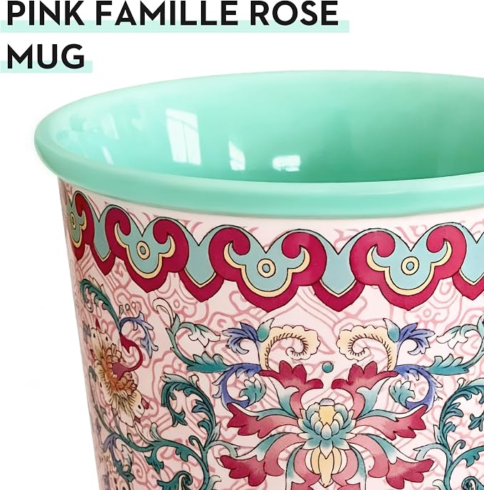 Pink Floral Ceramic Mugs, 12oz Flower Coffee Mug Set of 2, Rose Porcelain Cups - Image 3