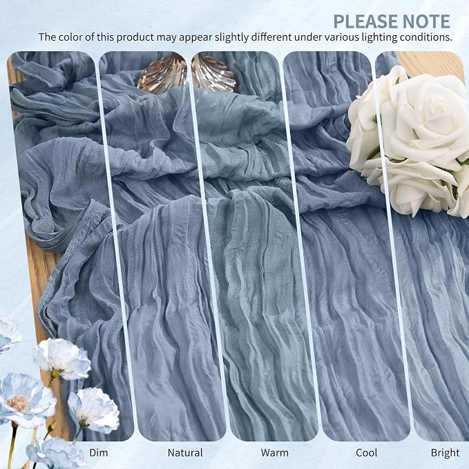 4 Pack Cheesecloth Table Runner 10FT Dusty Blue Table Runner Boho Gauze Cheese - Image 7