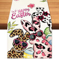 Happy Easter Bunny Table Runner, Egg Burlap Table Runners, Spring Leopard Print by BEAUTYROMANCEFORYOURLIFE