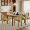 SoarFlash French Dining Chairs Set of 6, Vantage Dining Chair with Round Back, Wood Leg Farmhouse Country Rattan Dining Chair for Kitchen,Bedroom,Olive Green