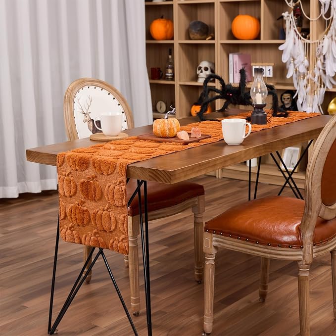 Caramel Pumpkins Halloween Table Runner Seasonal Autumn Kitchen Dining Table - Image 3