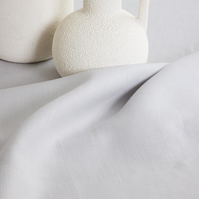 Solino Home Linen Tablecloth for Rectangle Tables 60 x 108 Inch - 100% Pure Linen Silver Cloud Table Cloth - Fete, Machine Washable Cloth Tablecloth for Winter