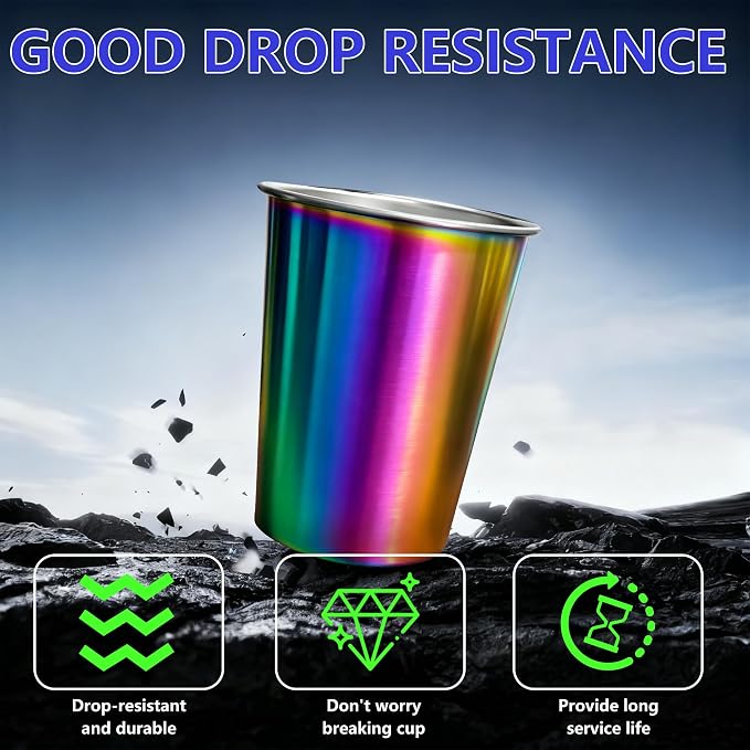 20oz 5PCS Stainless Steel Pint Cups, Reusable metal Cups, Drinking | Pint - Image 6