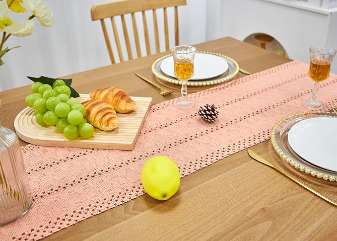 Pink Table Runner Boho Dresser Runner Home Coffee Table Decor 12x72 Inch | 72 - Image 5