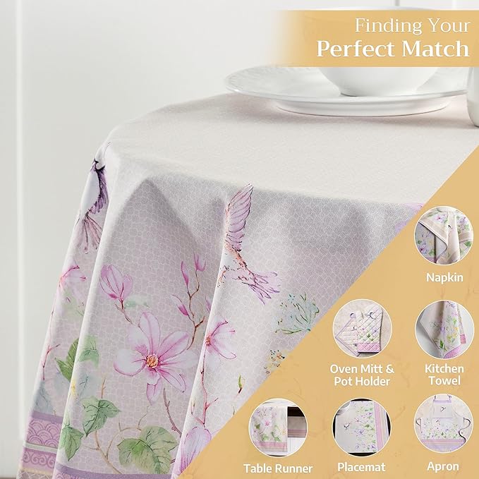 Maison d' Hermine Table Cloth Round Table 100% Cotton 69 Round Inches Tablecloth Reusable Decorative for Dining Room Farmhouse Home Valentines Day Decorations Spring Summer - Magnolia Mornings