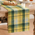 Artoid Mode Yellow Green Farmhouse Plaid Spring Table Runner, Winter Rustic by ArtoidMode