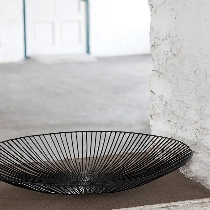 Serax Home Decor Fruit Bowl | Metal sculptures interior accessories by Antonino Sciortino | Oval Iron Kitchen Basket | Modern House Decor or Kitchen Storage for Counter and Table (low, black)