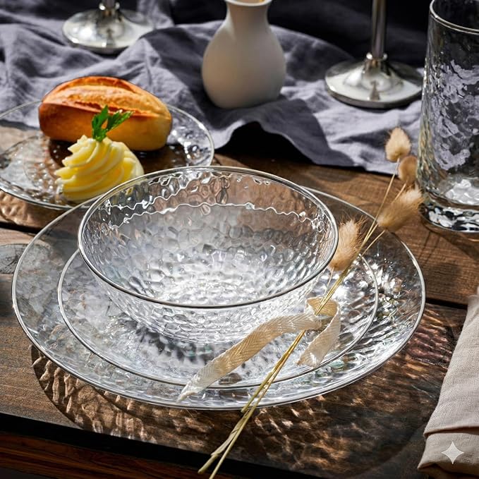 R-kay 100 Pack Silver Plastic Plates - 6 Inch Hammered Silver Rimmed Sturdy, Durable And Extra Heavy duty Silver Plastic Dessert Plates Disposable - Appetizer Plates Disposable For All Occasions