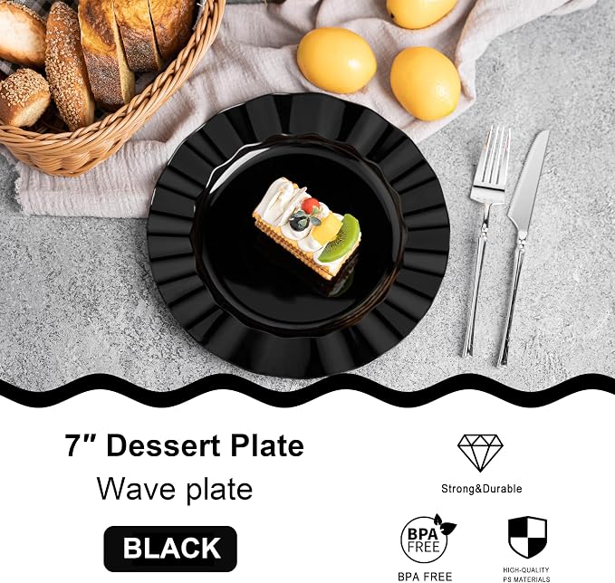72 Pack Black Plastic Plates, Thanksgiving - Image 2