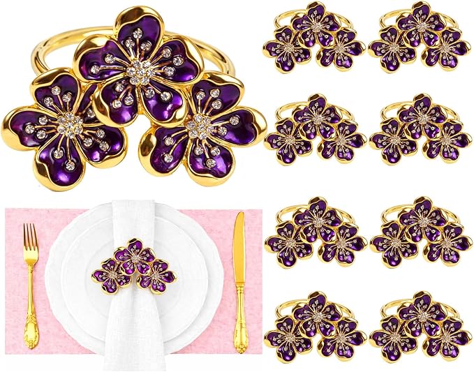 Flower Napkin Rings Set of 8, European Palace-Style Glaze, High-Temperature by Unknown