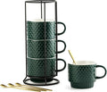 LYEOBOH Coffee Mug Set Porcelain Stackable Coffee Mugs by LYEOBOH