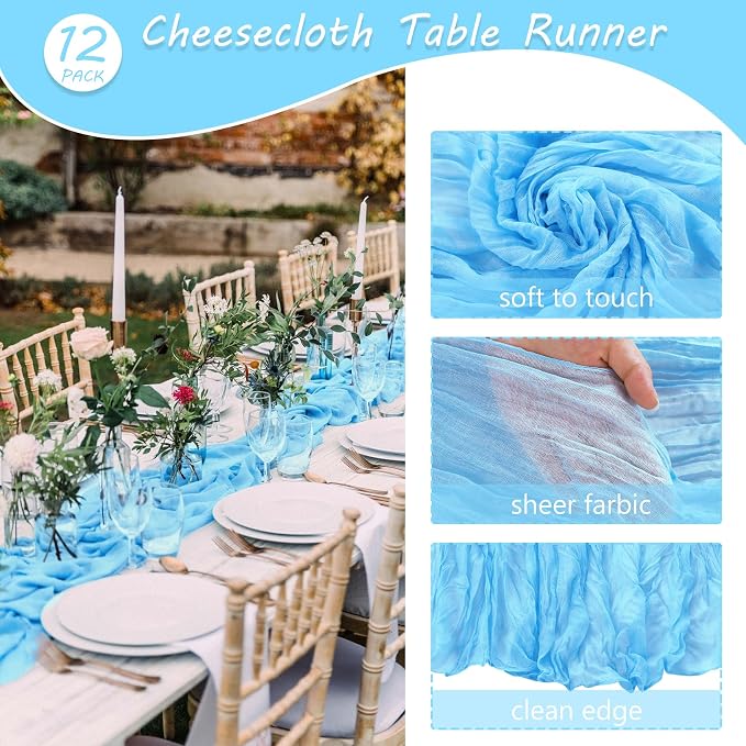 12 Pack Cheesecloth Table Runner 35x72 Inch Boho Gauze Rustic Cheese Cloth - Image 4