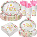 350 Pcs Class of 2026 Floral Graduation Party Decorations 12 inch Disposable by Pajean