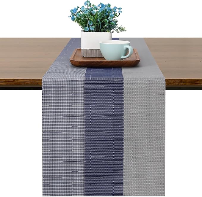 Table Runner 88 Inches Long, Vinyl Woven Farmhouse Table Runners | Washable by Chitomars