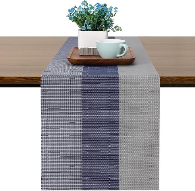 Table Runner 71 Inches Long, Vinyl Woven Farmhouse Table Runners | Washable by Chitomars