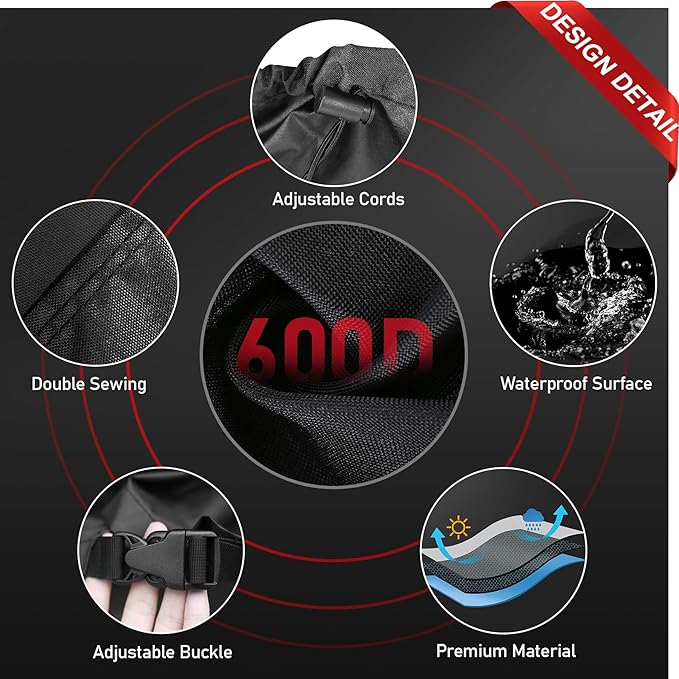 Zettum Round Patio Table Cover 68 Inch - 600D Outdoor Furniture Cover Round Waterproof & Heavy Duty, Lawn Furniture Set Covers for Outside Dining Table and Chairs Seating Combo - 68 x 68 x 28 Inch