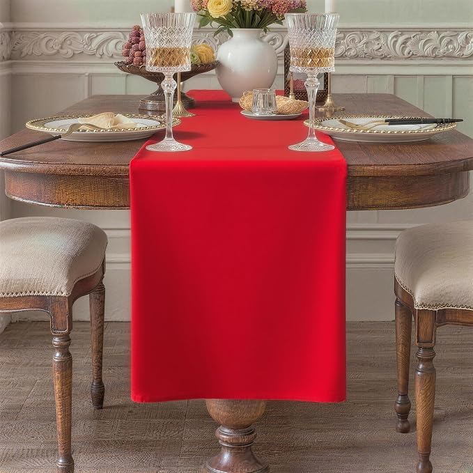 Red Table Runner, Waterproof Washable Runners 48 Inches Long | Reusable 12x48 by KAIPHO