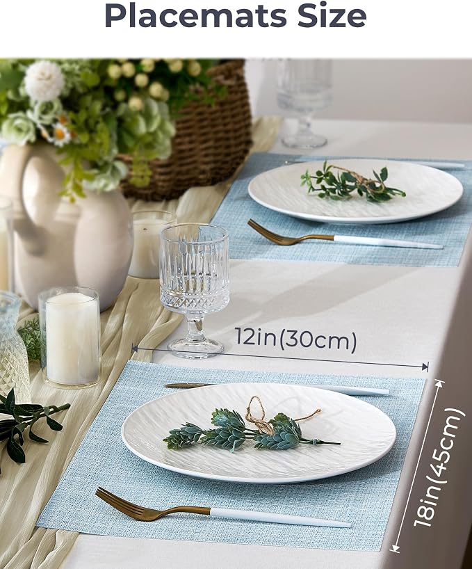 Leetaltree Soft Sky Blue Woven Placemats Set of 8 - Image 4
