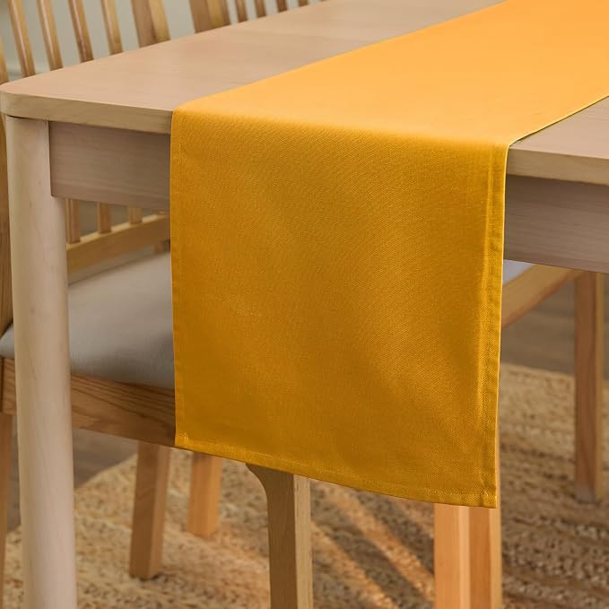 Encasa XO Table Runner, Cotton Canvas Dining Runner 13"x104" | Mango, 180 GSM by EncasaXO