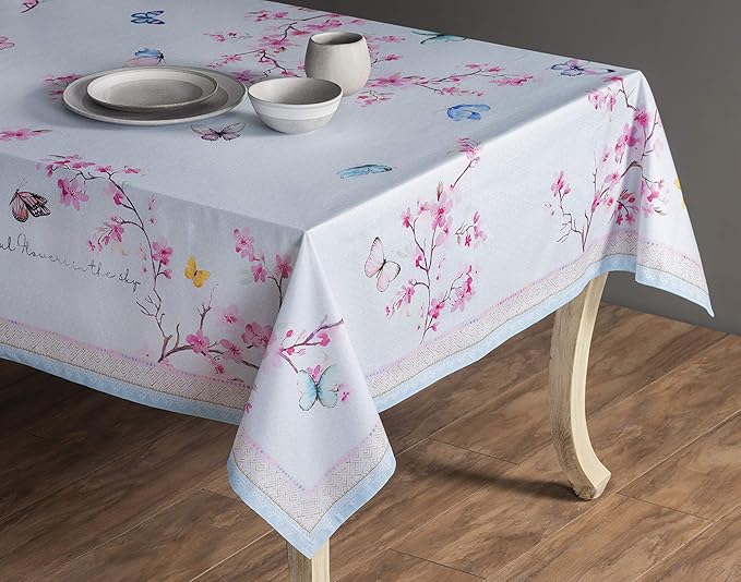 Maison d' Hermine Table Cloth Rectangle Table 100% Cotton 70 x 90 Inches Tablecloth Reusable Decorative for Dining Room Farmhouse Home Valentines Day Decorations Spring Summer - Blossoms in Spring
