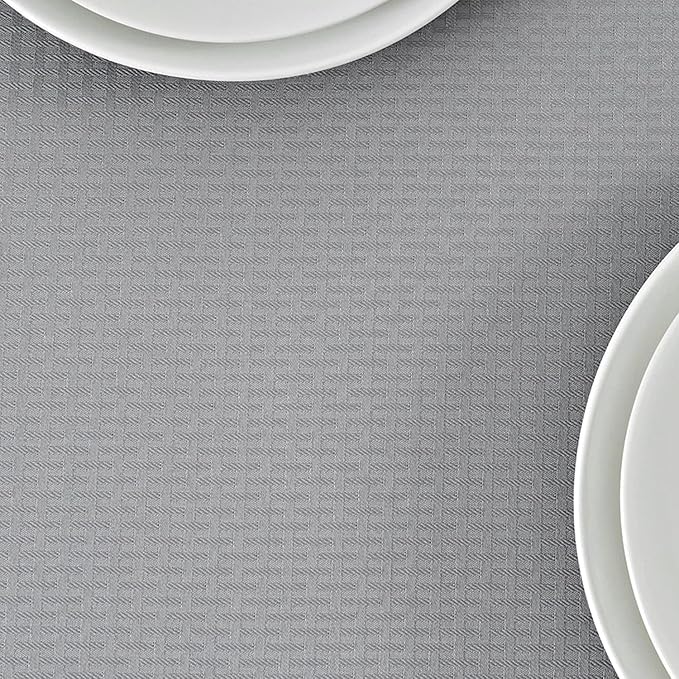 maxmill Jacquard Tablecloth Stain Resistant Waterproof Wrinkle Free Spillproof Washable Soft Weaved Texture Table Cloth for Dining Room, Indoor Outdoor Use, Rectangle 60 x 140 Inch, Light Grey
