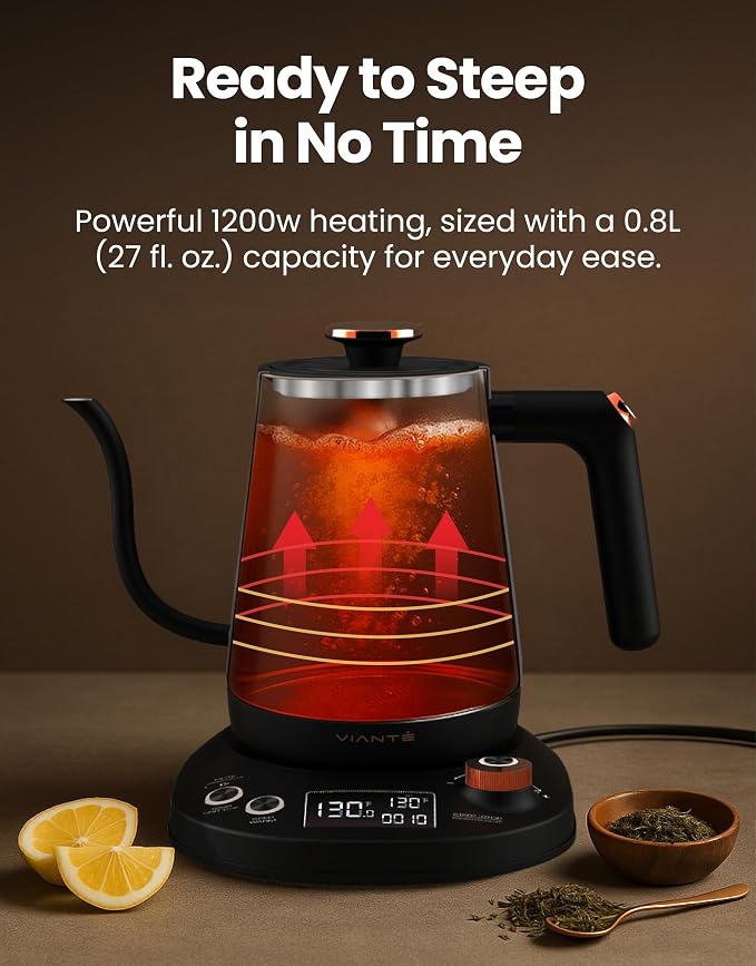 Viante Electric Gooseneck Kettle 0.8L, Pour Over Coffee & Tea, Temp Control | - Image 6