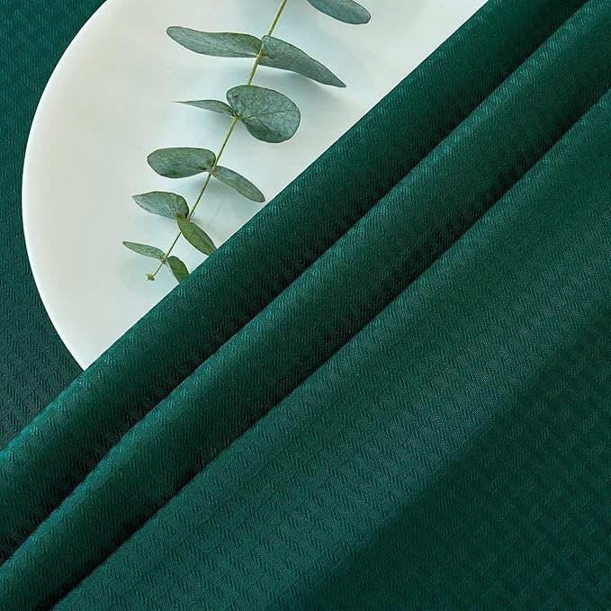maxmill Rectangle Tablecloth Weaved Design Water Resistant Wrinkle Free Spill-Proof Soft Table Cloth for Dining Room Decoration, Banquet, Christmas Holiday Dinner, 60 x 84 Inch, Hunter Green