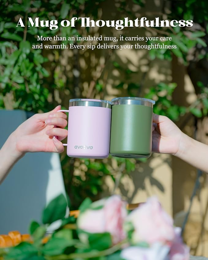12oz Insulated Coffee Mug with Lid – Includes Two Lids, Stainless Steel Coffee - Image 8
