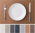 Faux Leather Placemats Set of 8 Vinyl Washable Wipeable Table Mats for Kitchen Dining Table Heat Resistant Waterproof Indoor/Outdoor Placemats Non-Slip Easy Clean Place Mats (British Khaki)